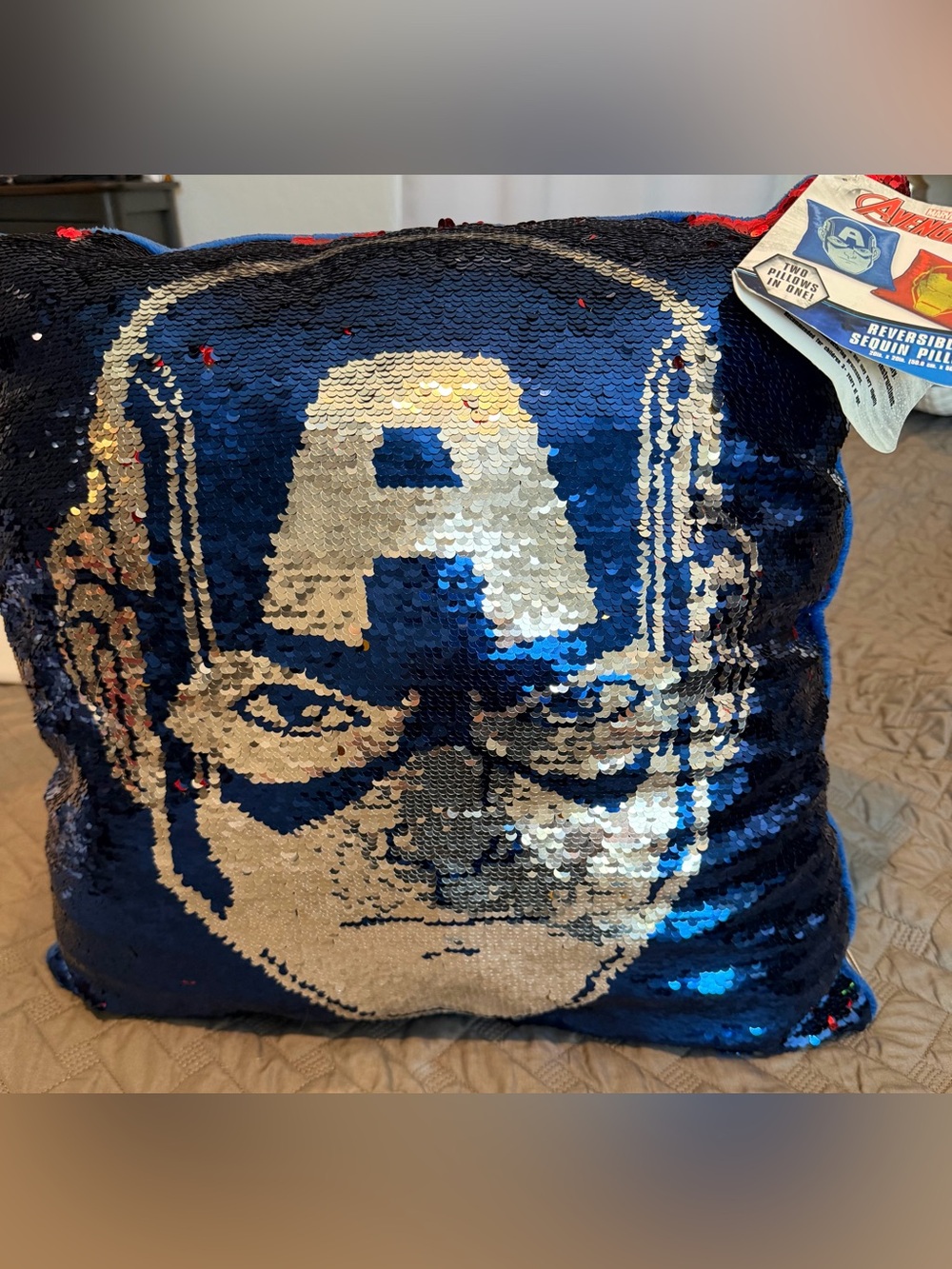 Marvel Avengers Captain America Iron Man Reversible Sequin Pillow 20x20